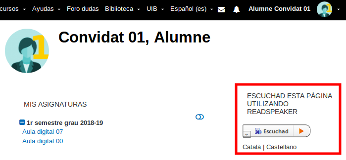 Imagen de la interfaz de A.D