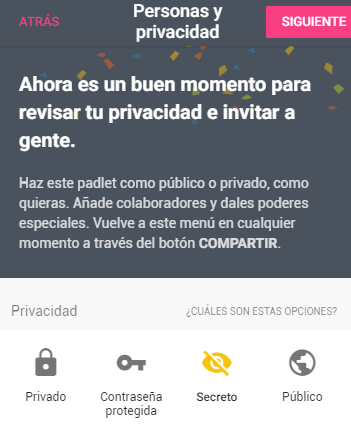Imagen que muestra las opciones de privacidad