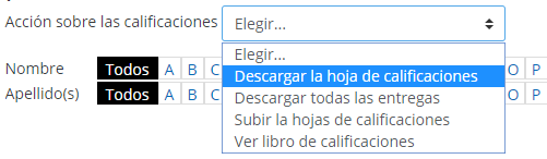 Marcada la opción "Descarga la hoja de calificaciones"