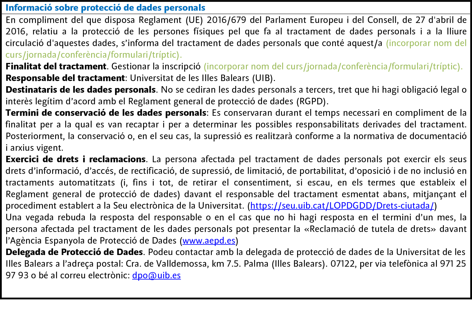 Llei de protecció de dades