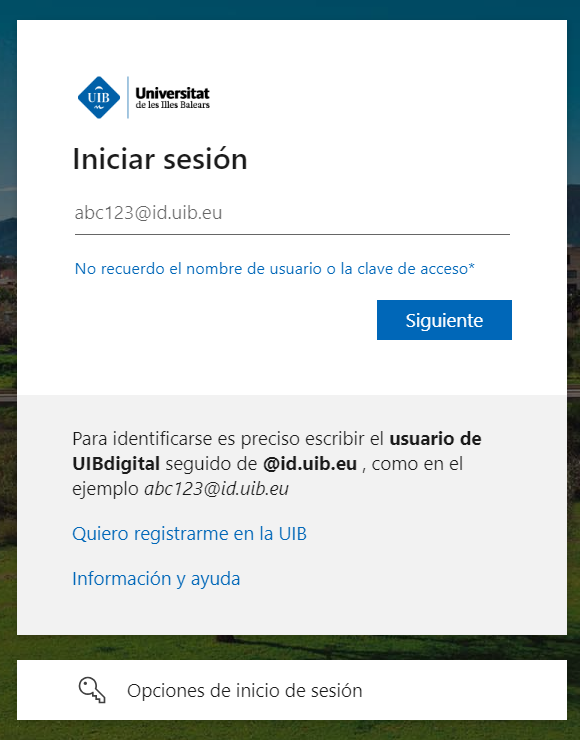 Imatge que mostra l'opció per a la recuperació de les credencials